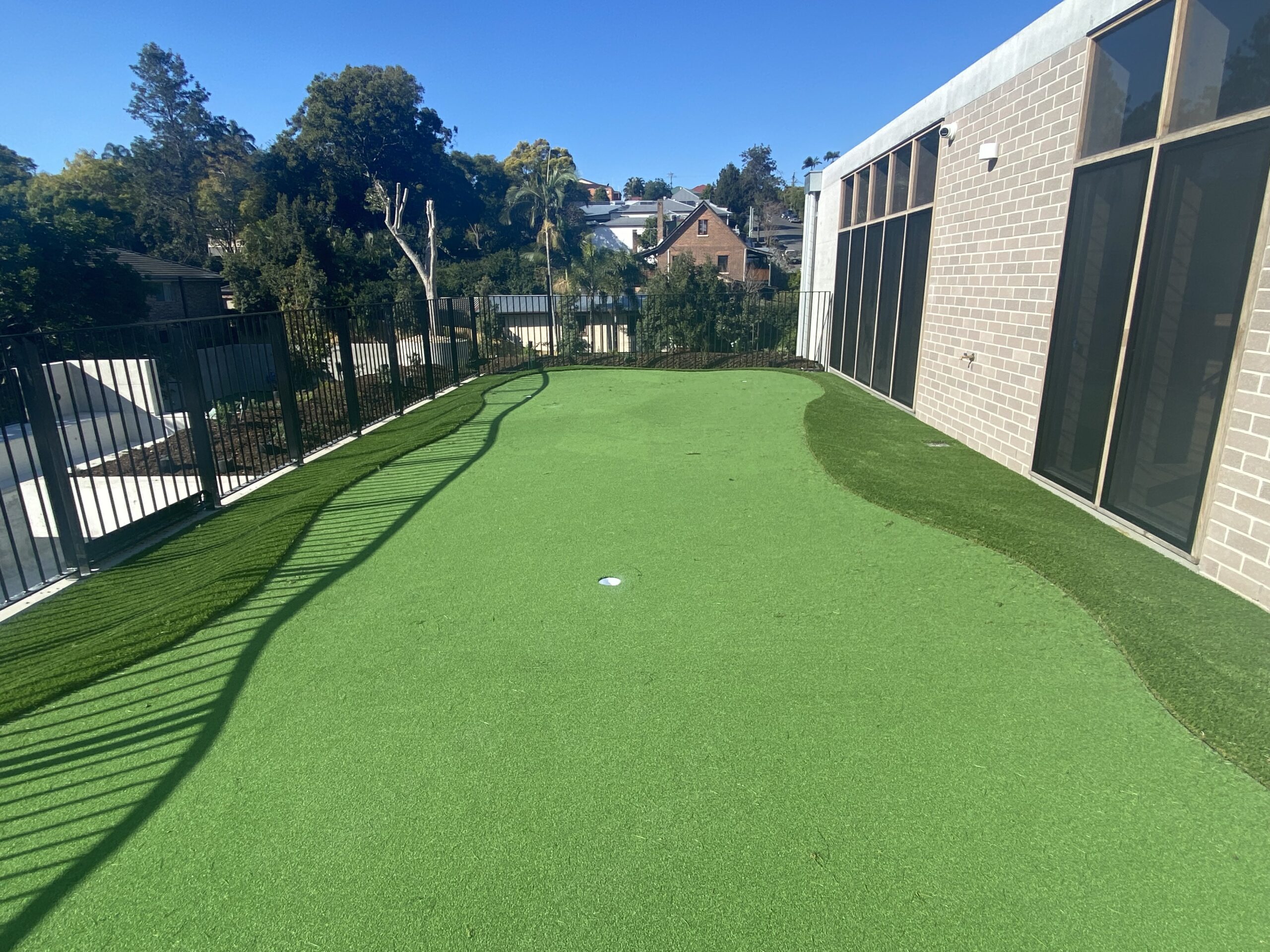 Artificial grass putting green installation in Richardson, TX